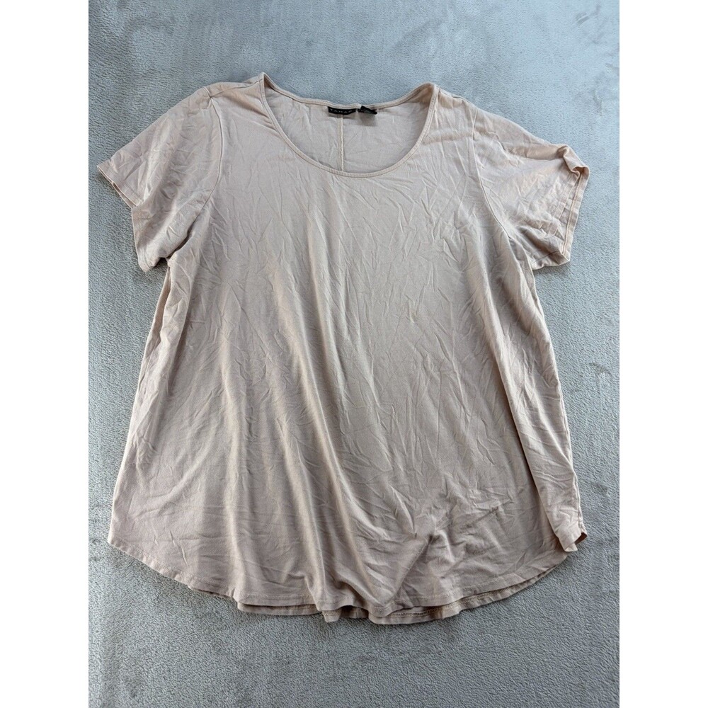 Tahari T-Shirt Womens XXL Pima Cotton Modal Blend Short Sleeve Pink Stretch